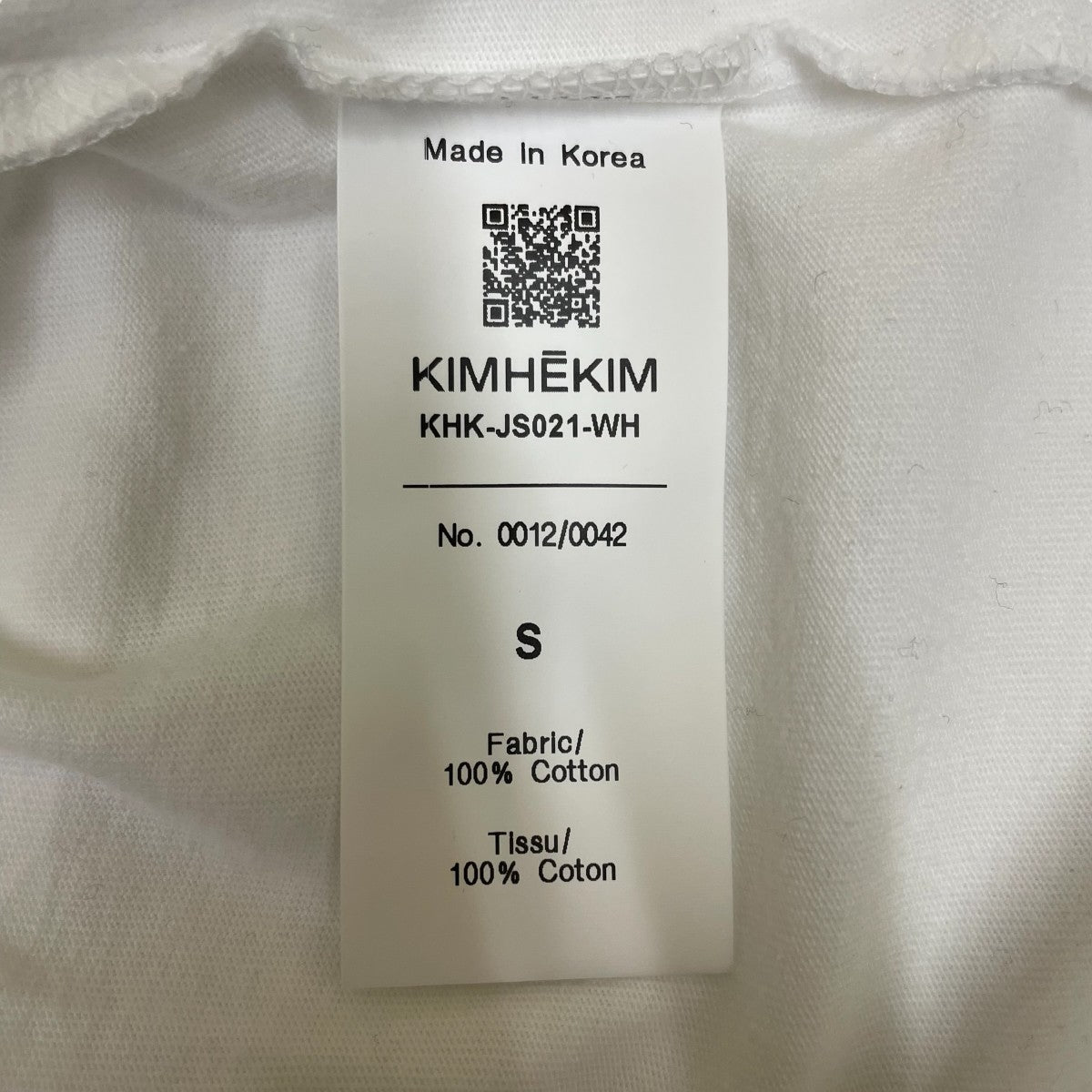 KIMHEKIM(キムヘキム) 半袖カットソーKHK-JS021-WH-S KHK-JS021