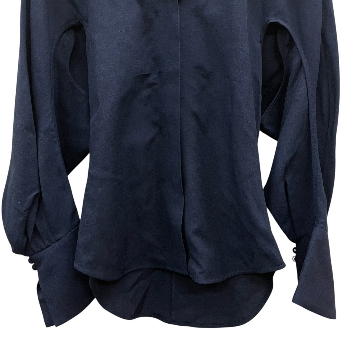 mame kurogouchi(マメクロゴウチ) 22SSViscose Hemp Round Shirt長袖  