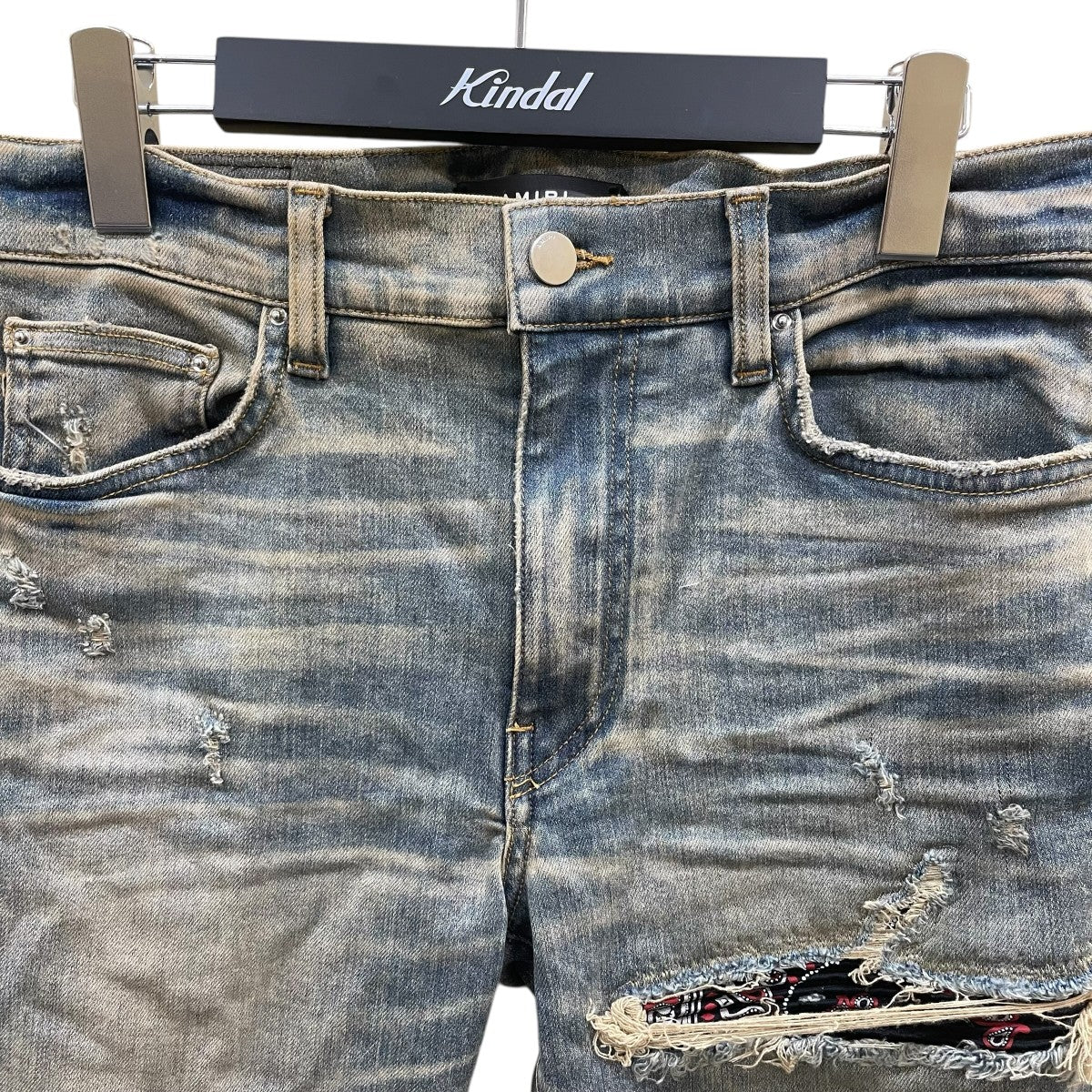 amiri バンダナ ストレートデニム デニム AMIRI アミリ バンダナ ダメージ ストレートジーンズ