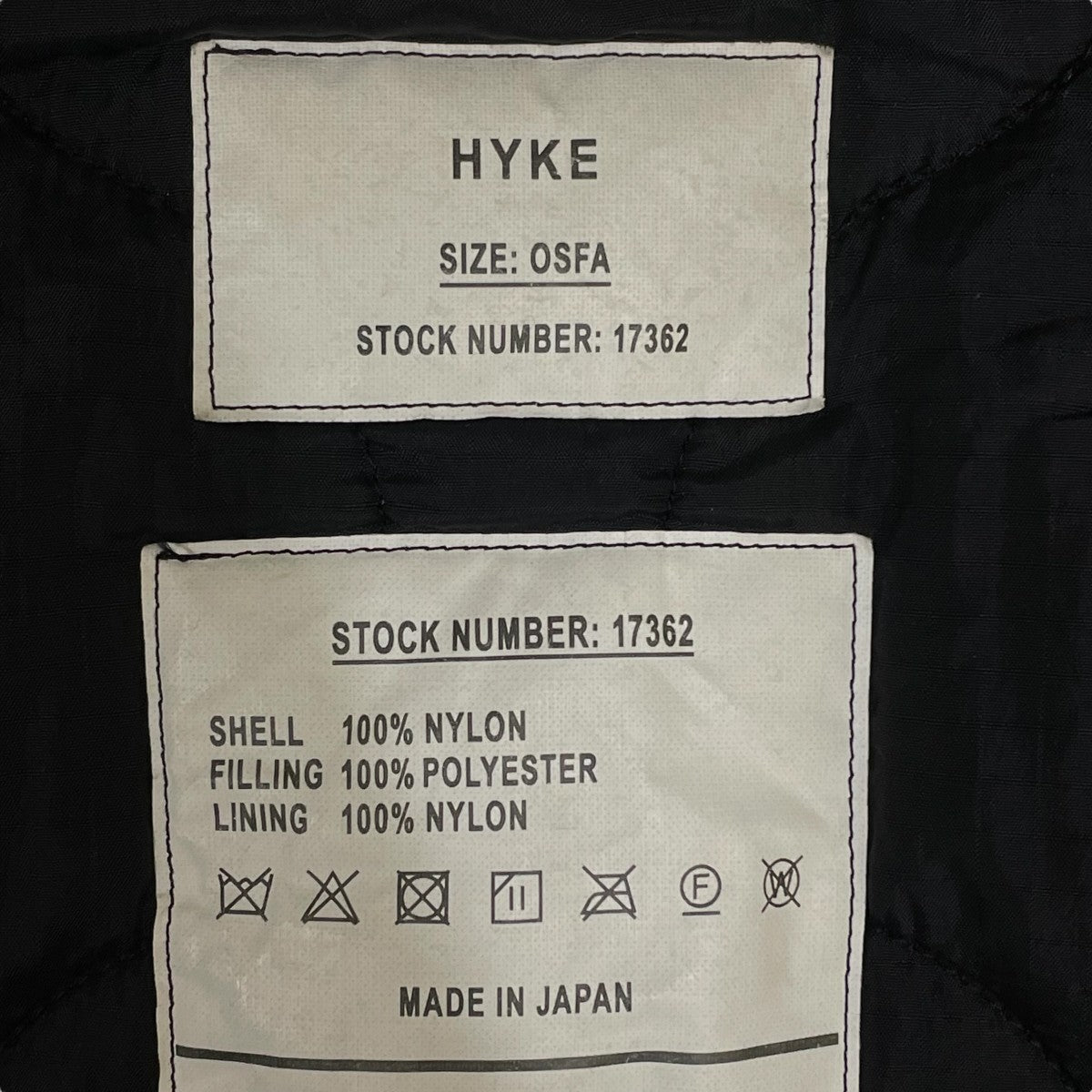 HYKE(ハイク) 22AWQUILTED CROPPED VESTキルティングダウン