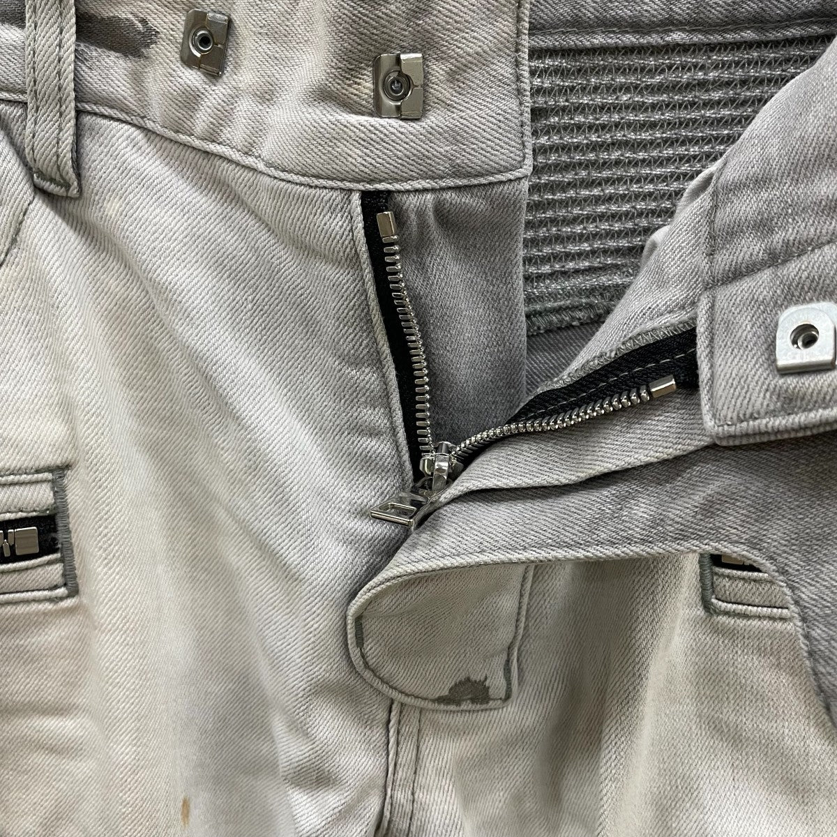BALMAIN(バルマン) 加工蛇腹 バイカーデニムパンツデニムパンツ