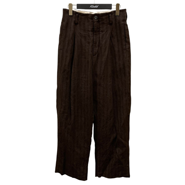 calmlence(カームレンス) Triple Pleated Wide Dobby Stripeリネン