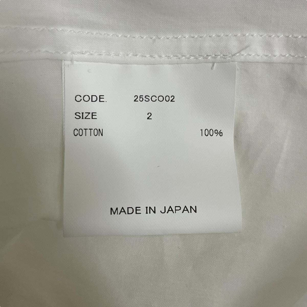 Band collar L S shirtsバンドカラーシャツ25SCO02