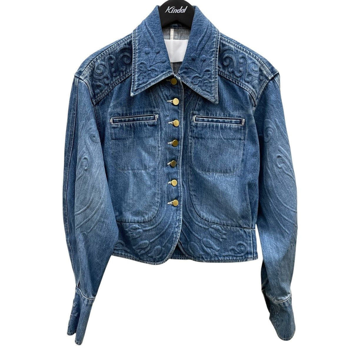 mame kurogouchi Floral Embossed Short Denim Jacketエンボス加工デニムジャケットMM24SS JK022 古着・中古-1枚目のアイテム画像
