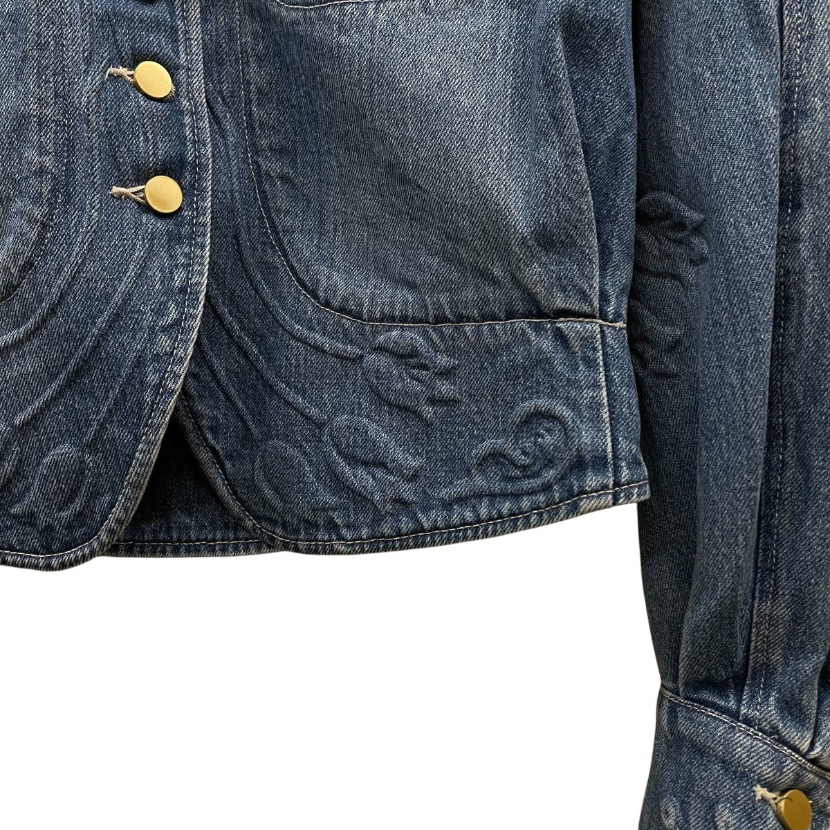 mame kurogouchi Floral Embossed Short Denim Jacketエンボス加工デニムジャケットMM24SS JK022 古着・中古-4枚目のアイテム画像