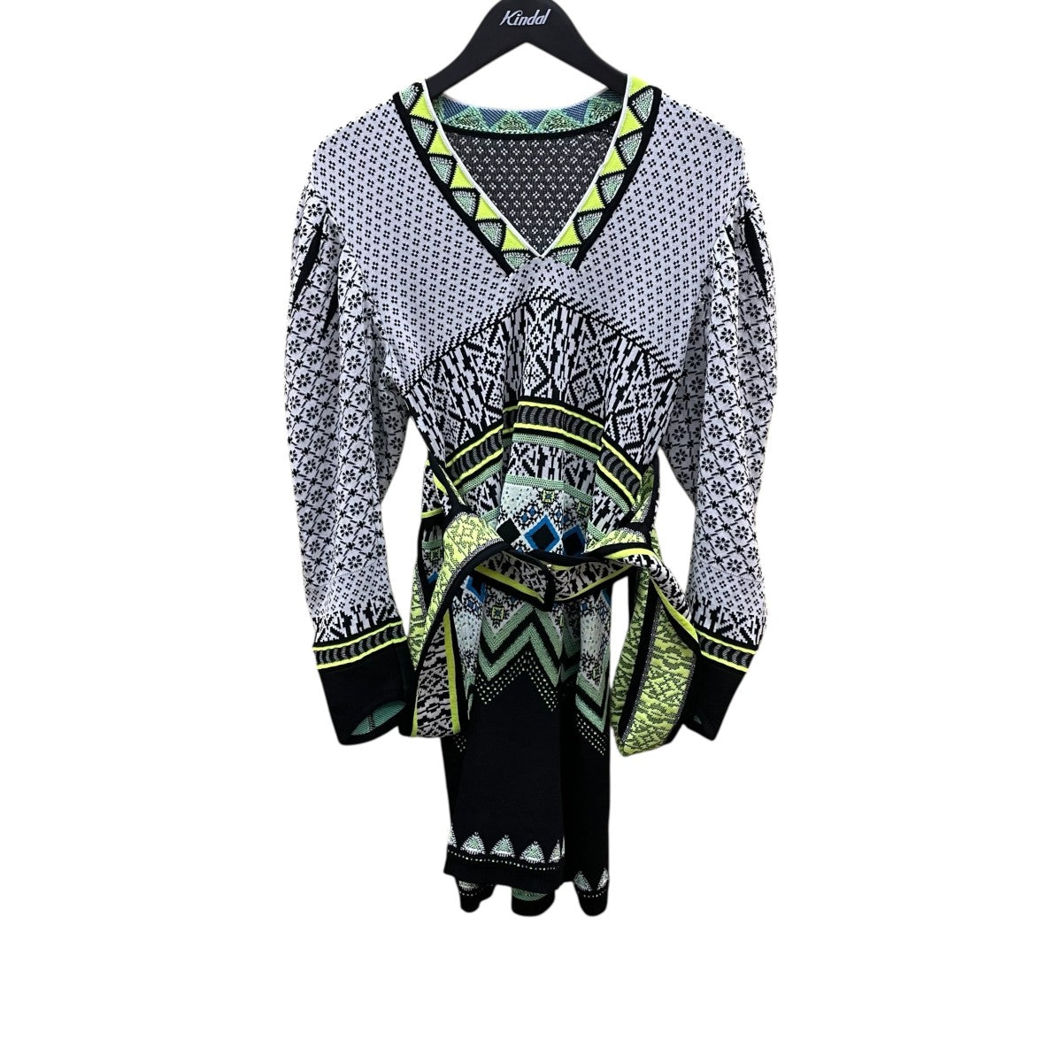 mame kurogouchi Fair Isle Knitted DressニットドレスMM22FW-KN027 古着・中古-1枚目のアイテム画像
