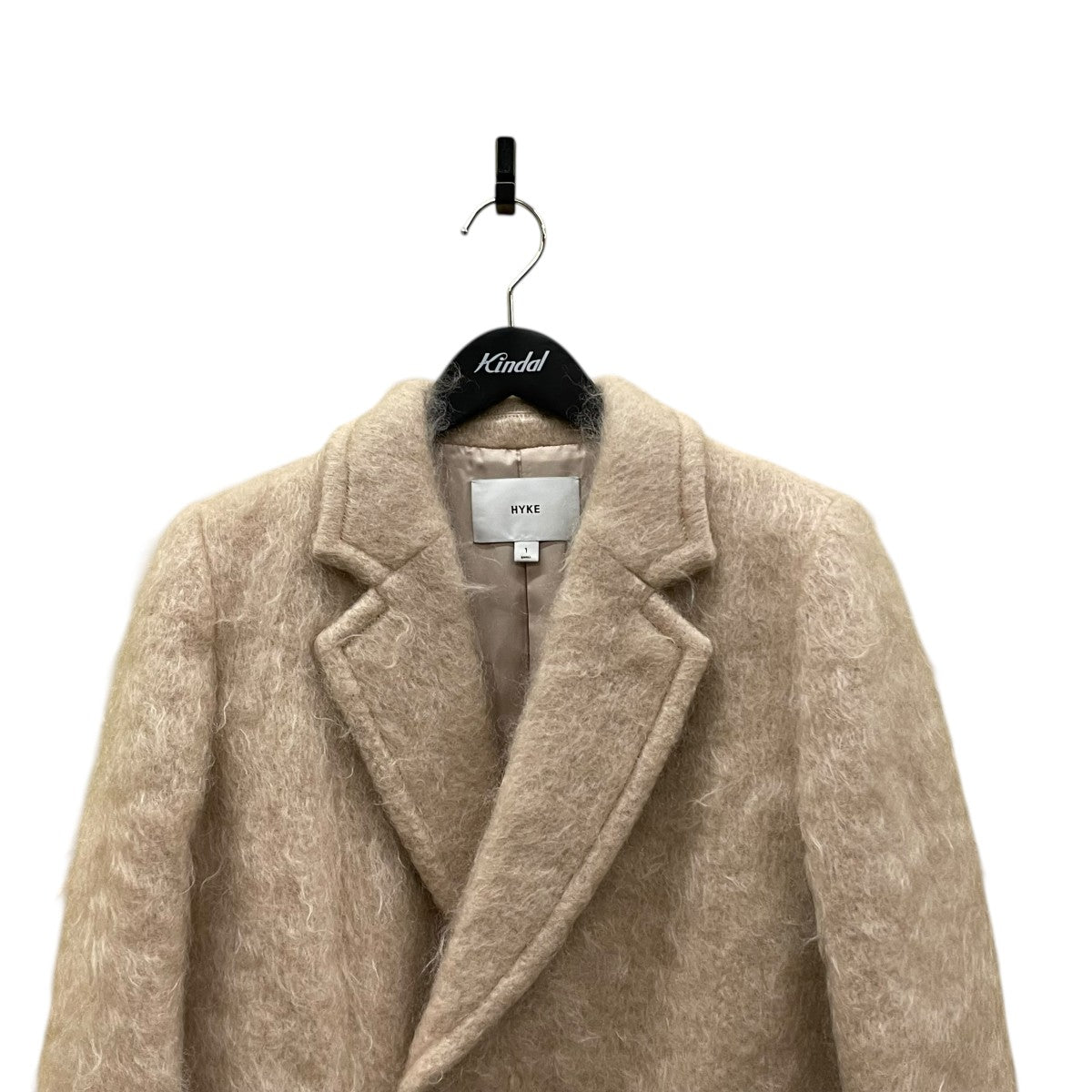HYKE モヘアダブルブレストコート1 ベージュ 中古・古着通販】HYKE (ハイク) モヘアダブルブレストコート ベージュ
