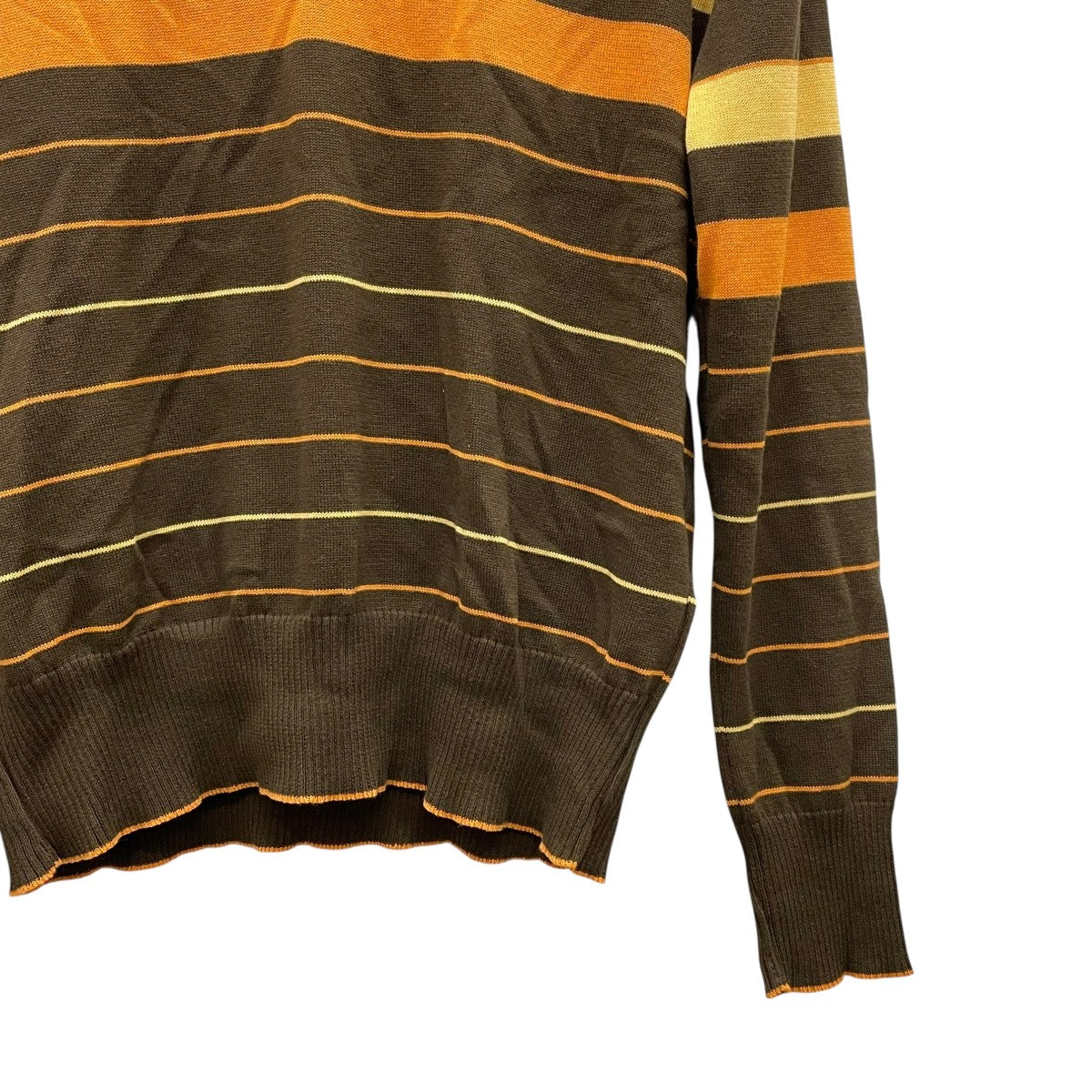 LAMROF((ラムロフ) 23SSJust ニットポロボーダーポロシャツ長袖