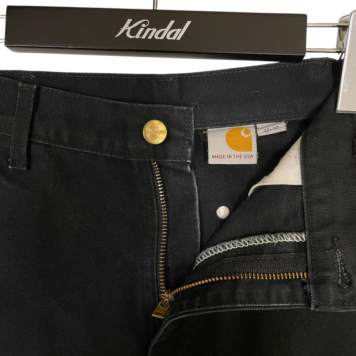 【美品:USA】CarharttダブルニーブラックW34 L32 B01 BLK CarHartt(カーハート) USA製ダブルニー ペインターパンツB01 BLK