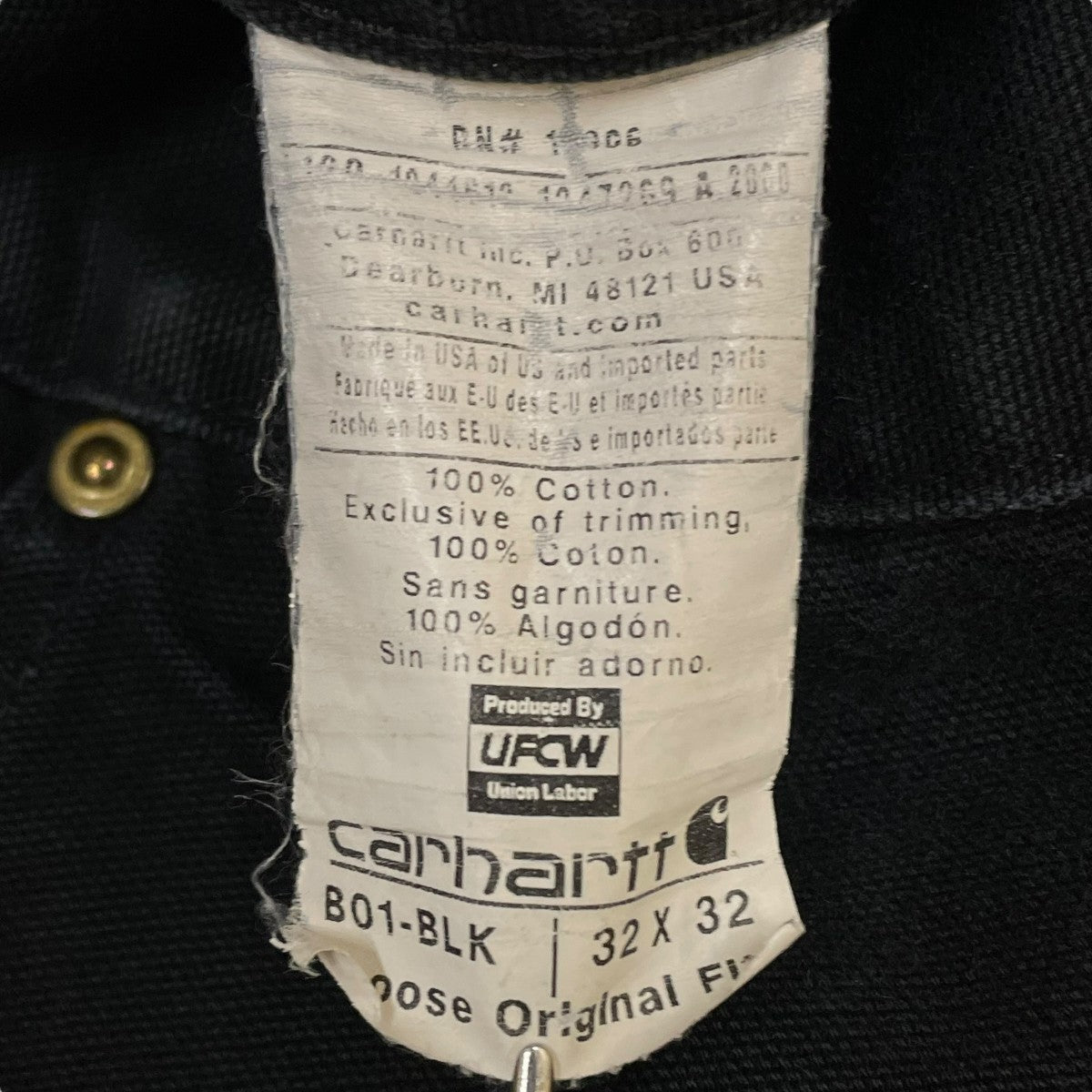 【美品:USA】CarharttダブルニーブラックW34 L32 B01 BLK CarHartt(カーハート) USA製ダブルニー ペインターパンツB01 BLK