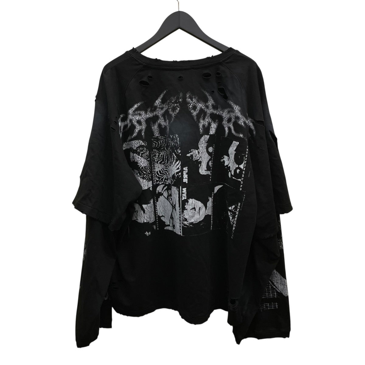 SKELETON BROKEN HOLE T-SHIRTダメージ加工ロングスリーブカットソー