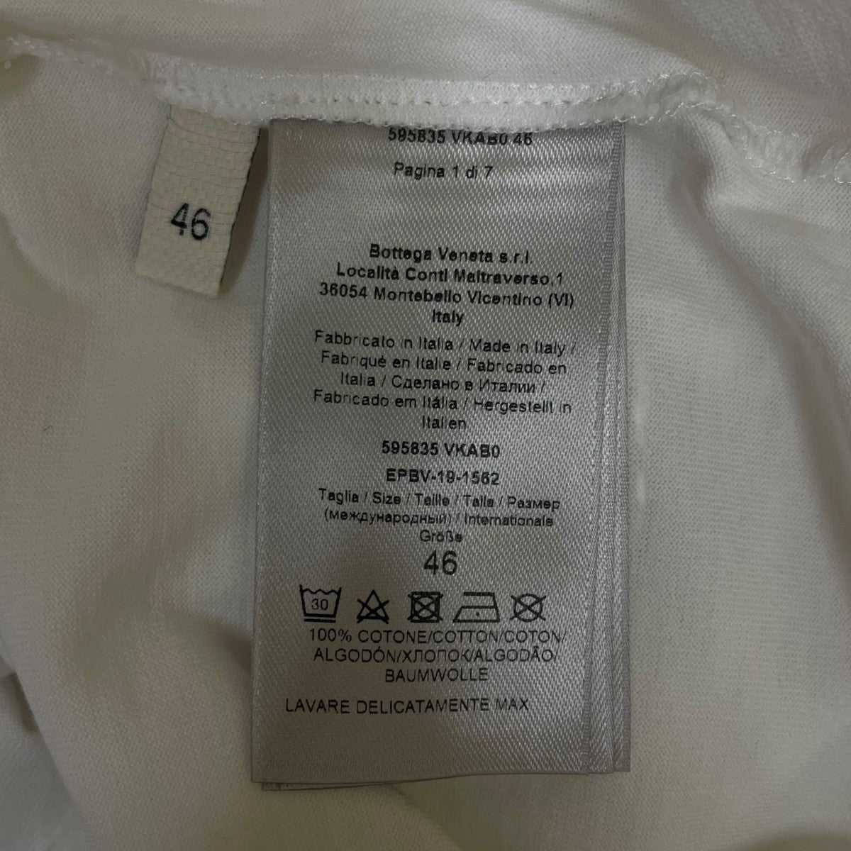 BOTTEGA VENETA 無地 半袖Tシャツ コットンTシャツ595835 VKAB0 46 古着・中古-7枚目のアイテム画像
