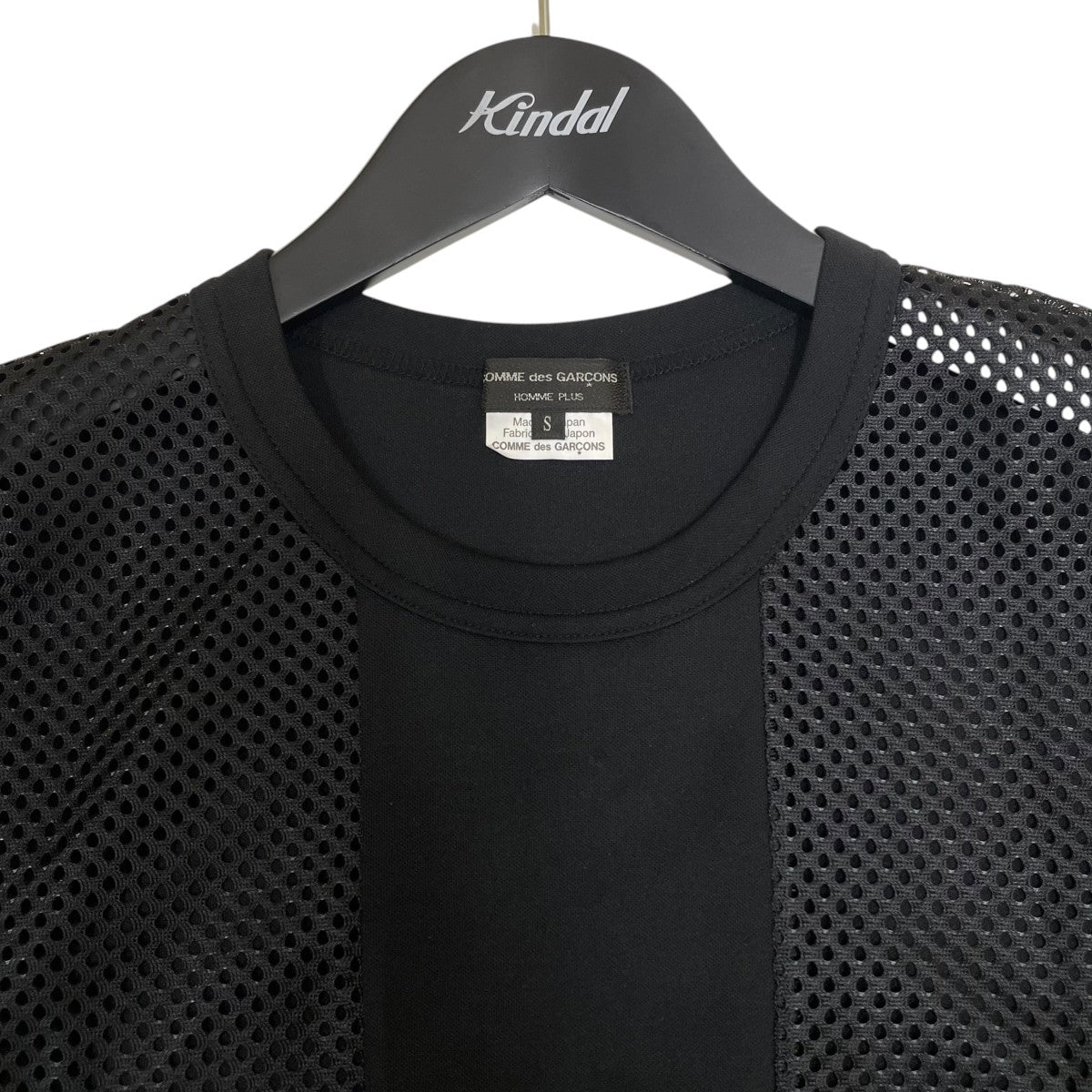 COMME des GARCONS HOMME PLUS エステル鹿の子×エステルメッシュTシャツポリエステル 切替 メッシュ 半袖TシャツPO T016 古着・中古-3枚目のアイテム画像
