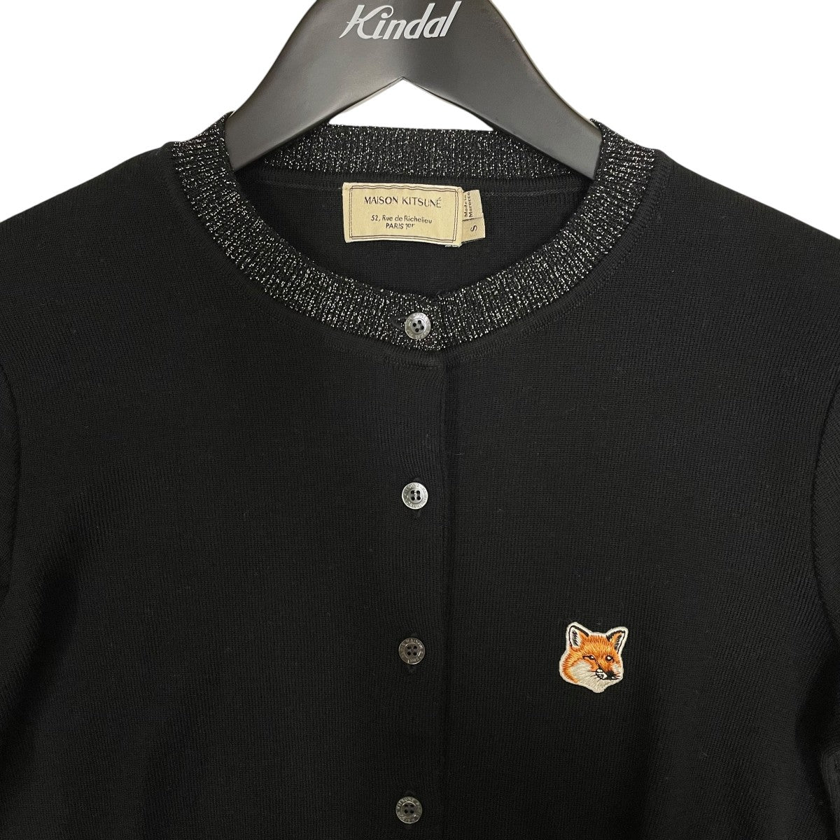 最終値下げ中！Maison Kitsune fox ブラック カーディガン セール】BOLD FOX HEAD PATCH REGULAR CARDIGAN（ニット