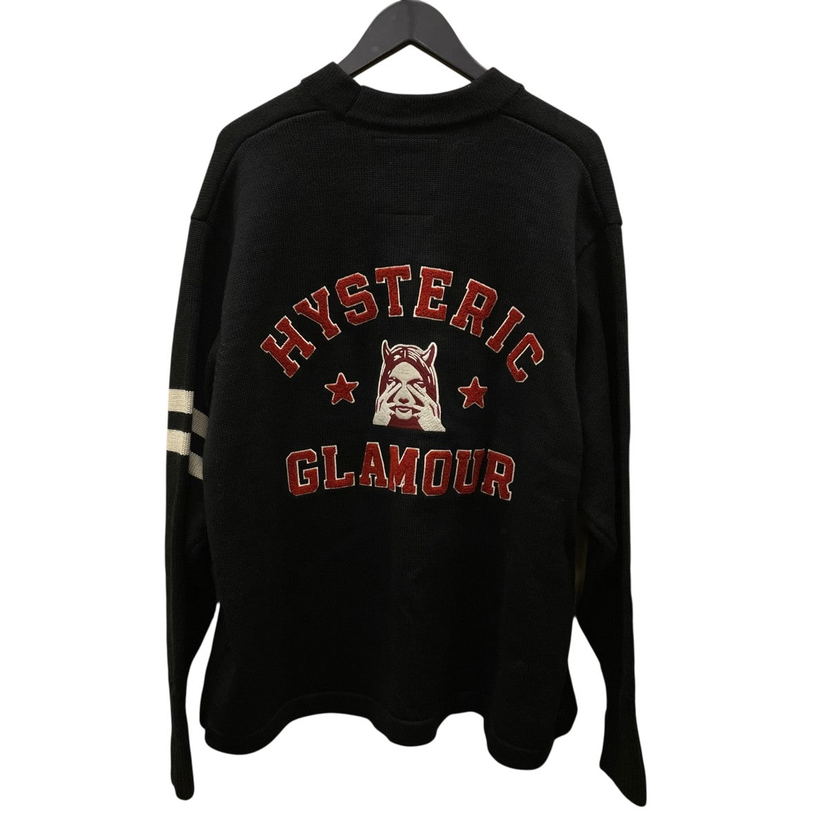 HYSTERIC GLAMOUR SEE NO EVIL レタードカーディガン HYSTERIC GLAMOUR（ヒステリックグラマー）の「SEE NO EVIL刺繍