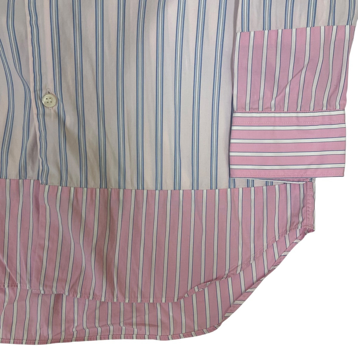 COMME des GARCONS HOMME DEUX 24SS切替 ストライプ柄 長袖ブラウス カッターシャツ コットンシャツDM B022 古着・中古-4枚目のアイテム画像
