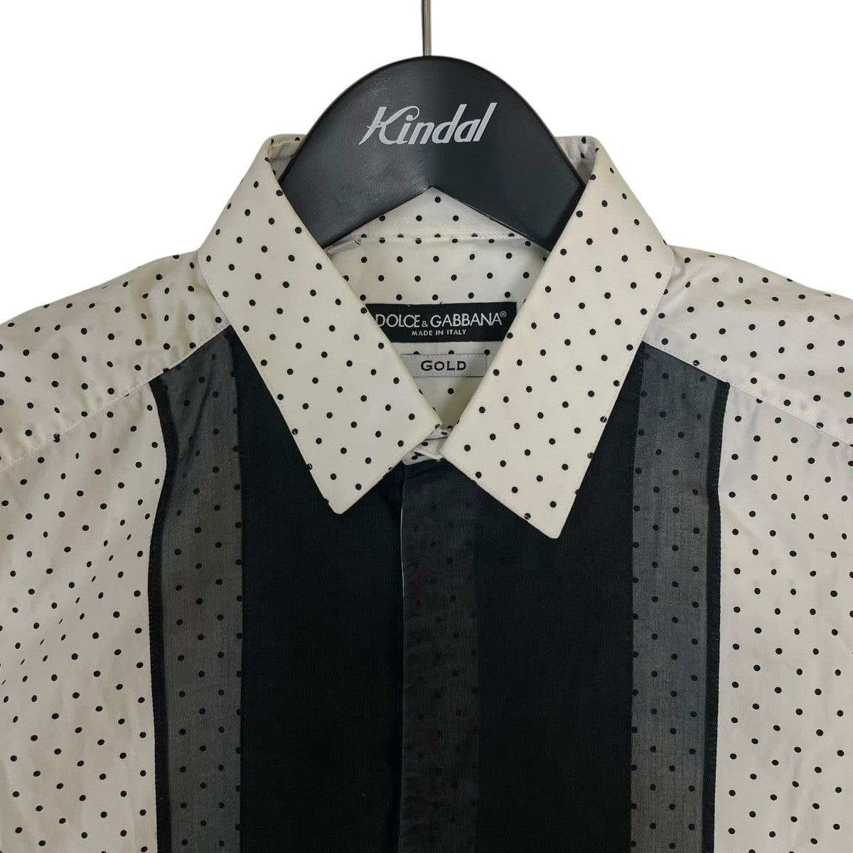 DOLCE ＆ GABBANA 切替 ドット柄 コットンシャツ 長袖シャツG5DA2T 古着・中古-3枚目のアイテム画像