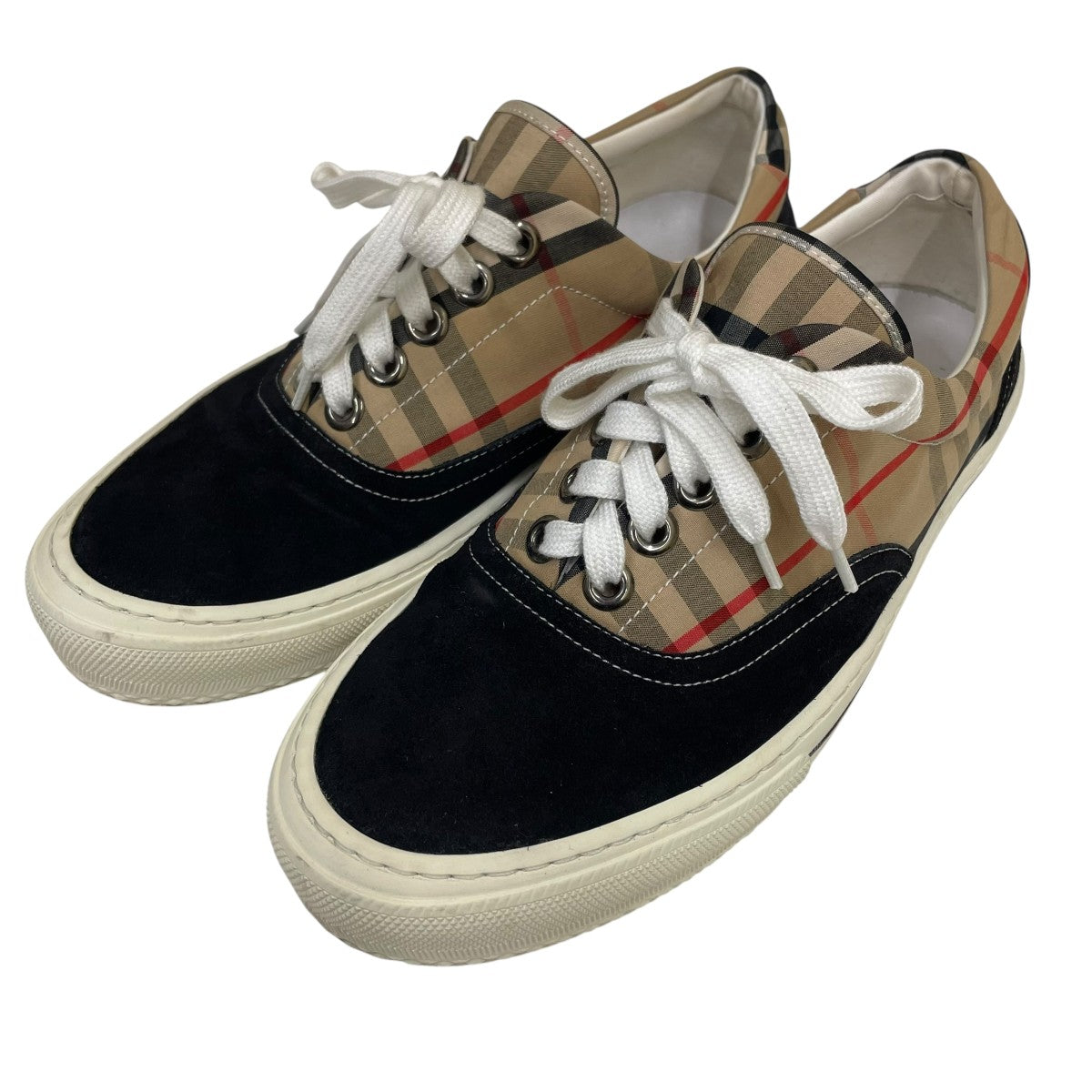 くろBURBERRYスニーカーサイズ37 BURBERRY(バーバリー) チェックローカットスニーカー ブラック