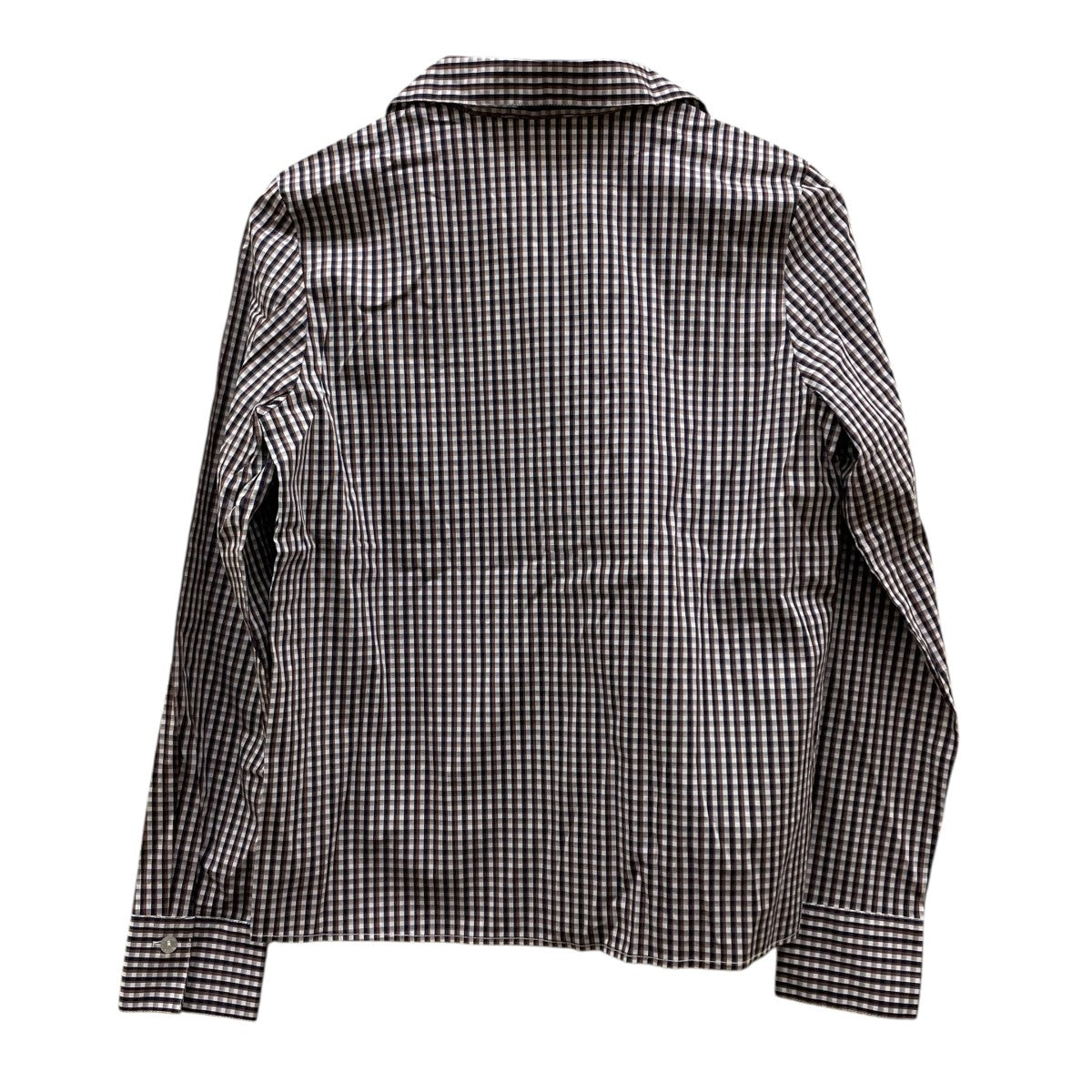 NARA CAMICIE チェック柄 コットン ストレッチ スタンドカラー 長袖シャツ10 22 01 035 古着・中古-2枚目のアイテム画像