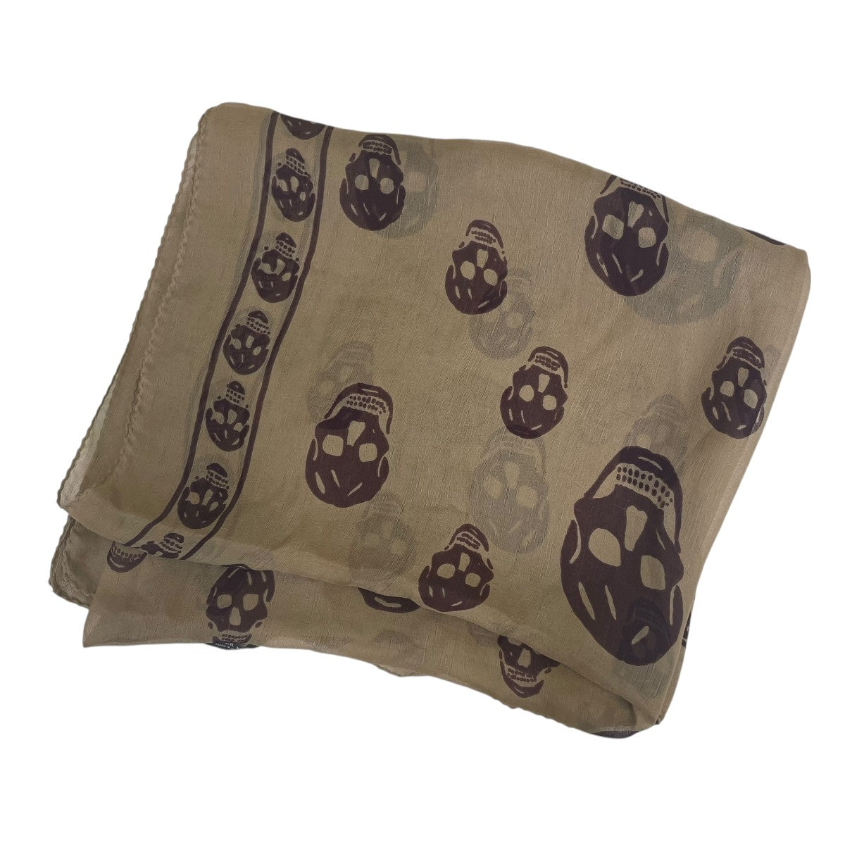 ALEXANDER MCQUEEN スカル柄ストール　ブラウン ALEXANDER McQUEEN(アレキサンダーマックイーン) スカル柄 スカーフ