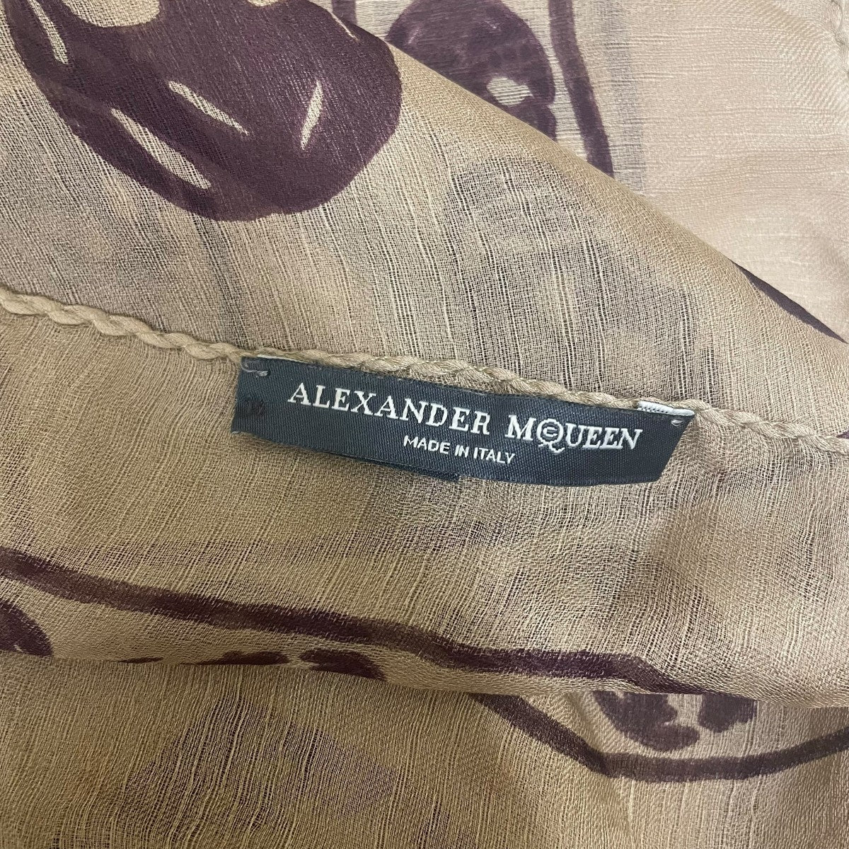 ALEXANDER McQUEEN スカル柄ストール ブラウン ALEXANDER McQUEEN スカル柄ストール ブラウン 最 安値ファッション