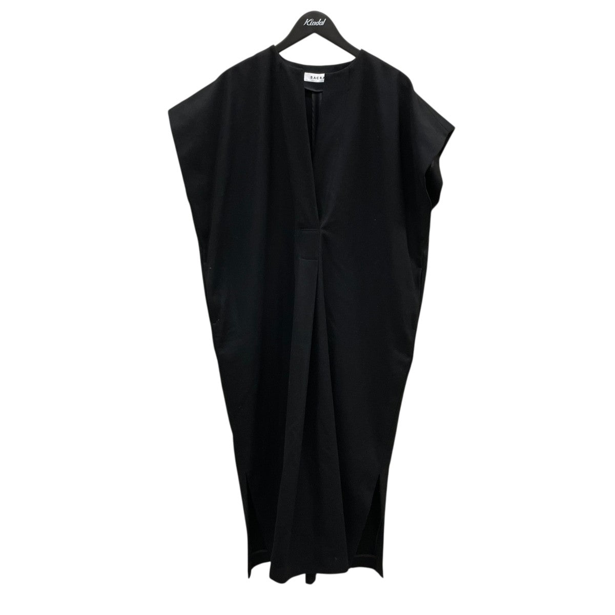 ライトウールVネックワンピースノースリーブワンピース121611041