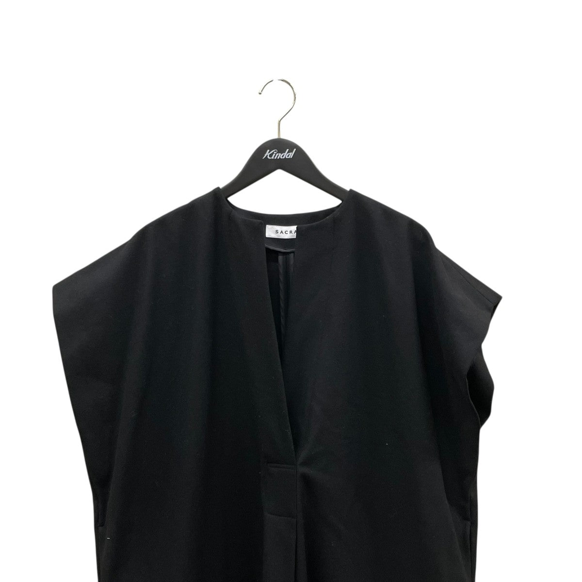 SACRA(サクラ) ライトウールVネックワンピースノースリーブワンピース