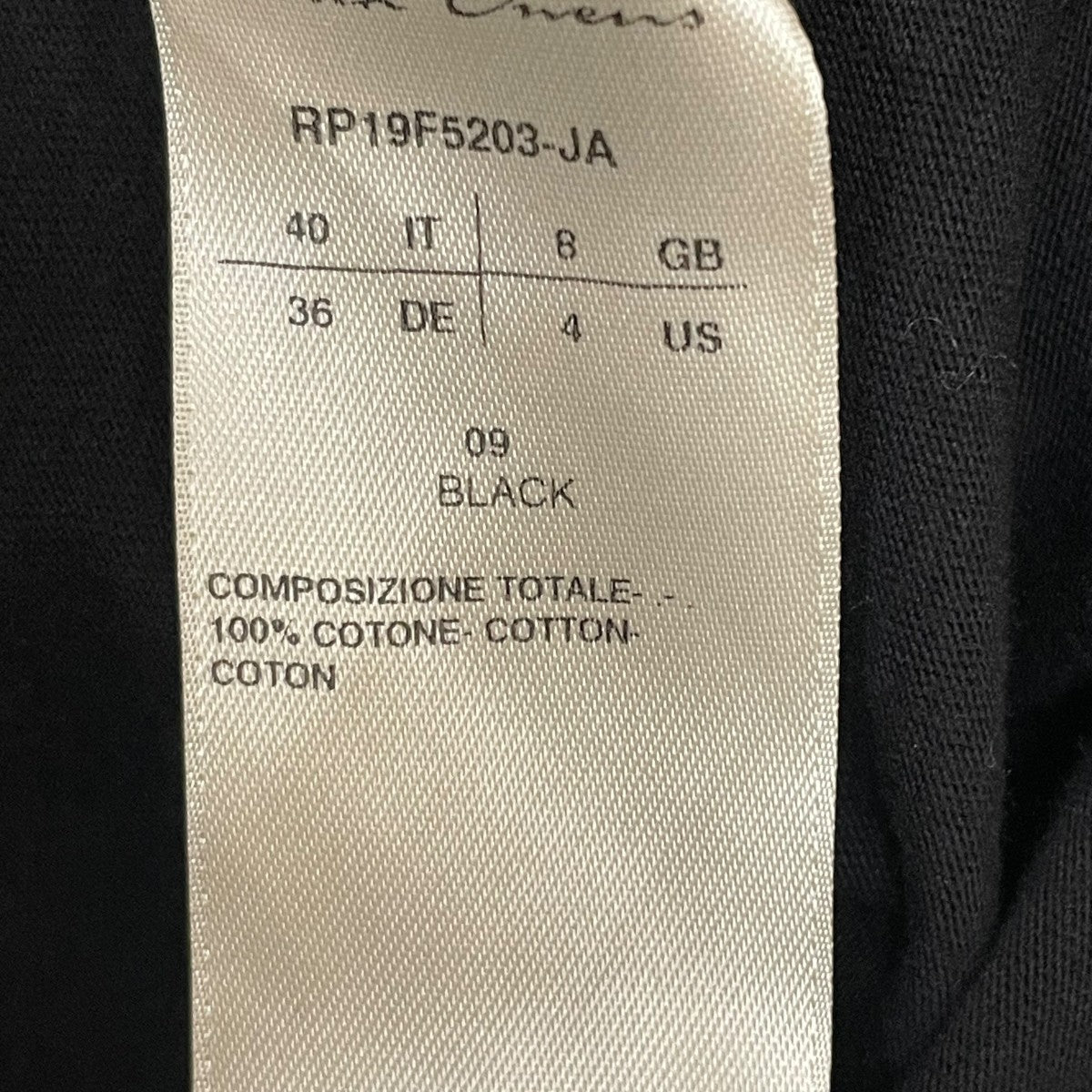 RICK OWENS 半袖TシャツRP19F5203-JA 古着・中古-5枚目のアイテム画像
