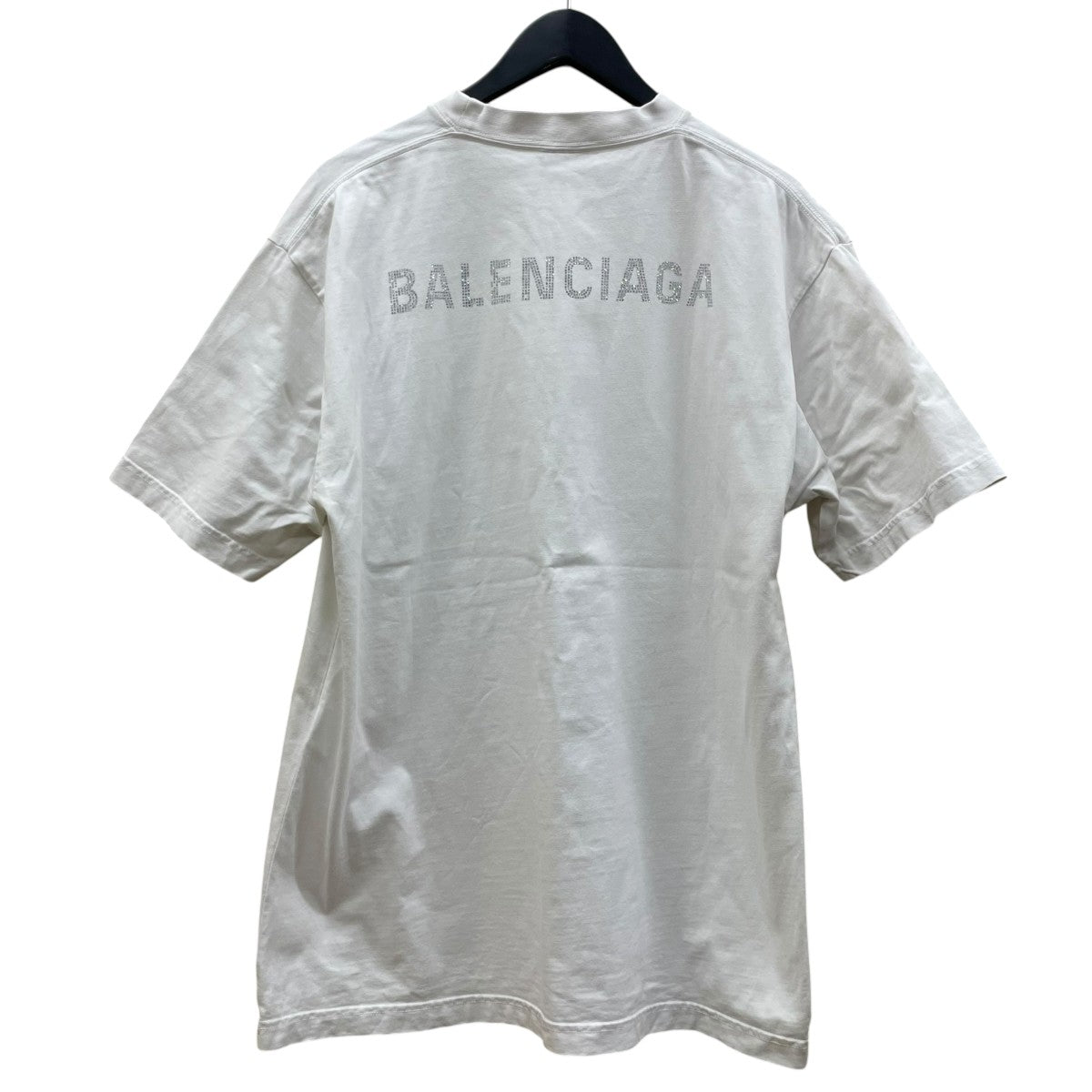 BALENCIAGA スワロフスキーブランドロゴ ラインストーン 半袖Tシャツ コットンTシャツ641655 古着・中古-2枚目のアイテム画像
