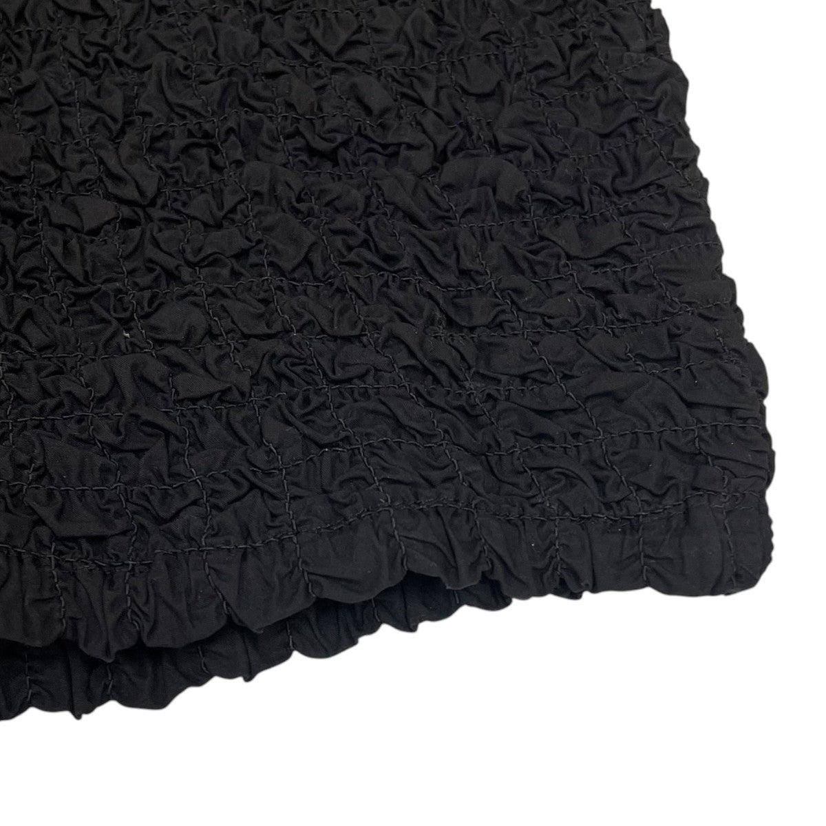 Ganni 23SSBlack Cotton Poplin O-neck Cropped Smock Top 五分袖カットソーシャーリング加工 短丈 半袖カットソーF8071 古着・中古-4枚目のアイテム画像