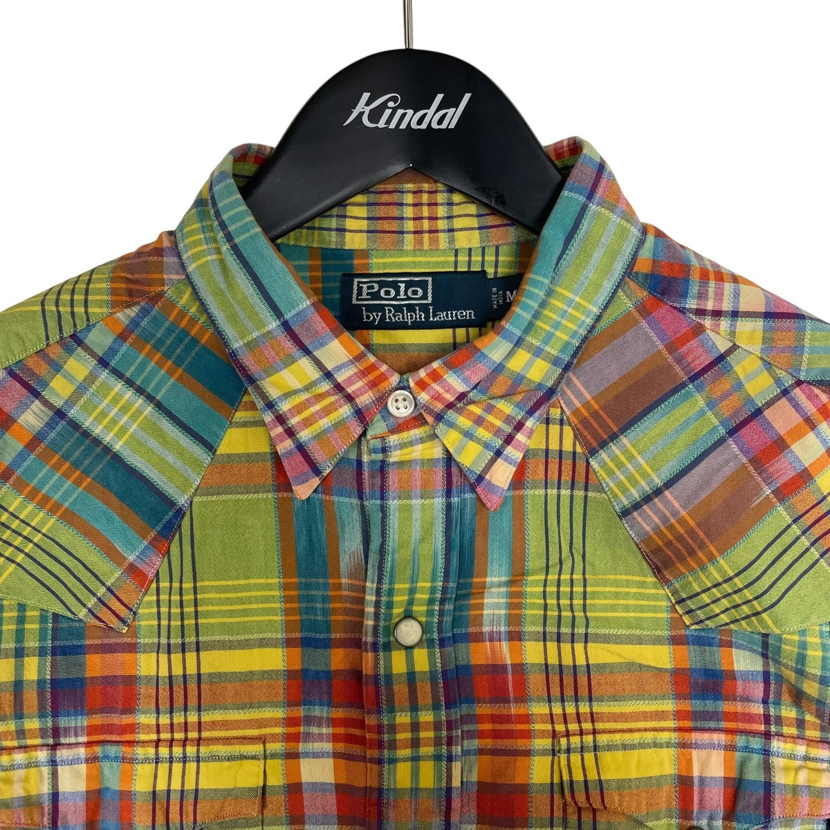 POLO RALPH LAUREN 90s マドラスチェック柄 ウエスタン チェックシャツ 古着・中古-3枚目のアイテム画像