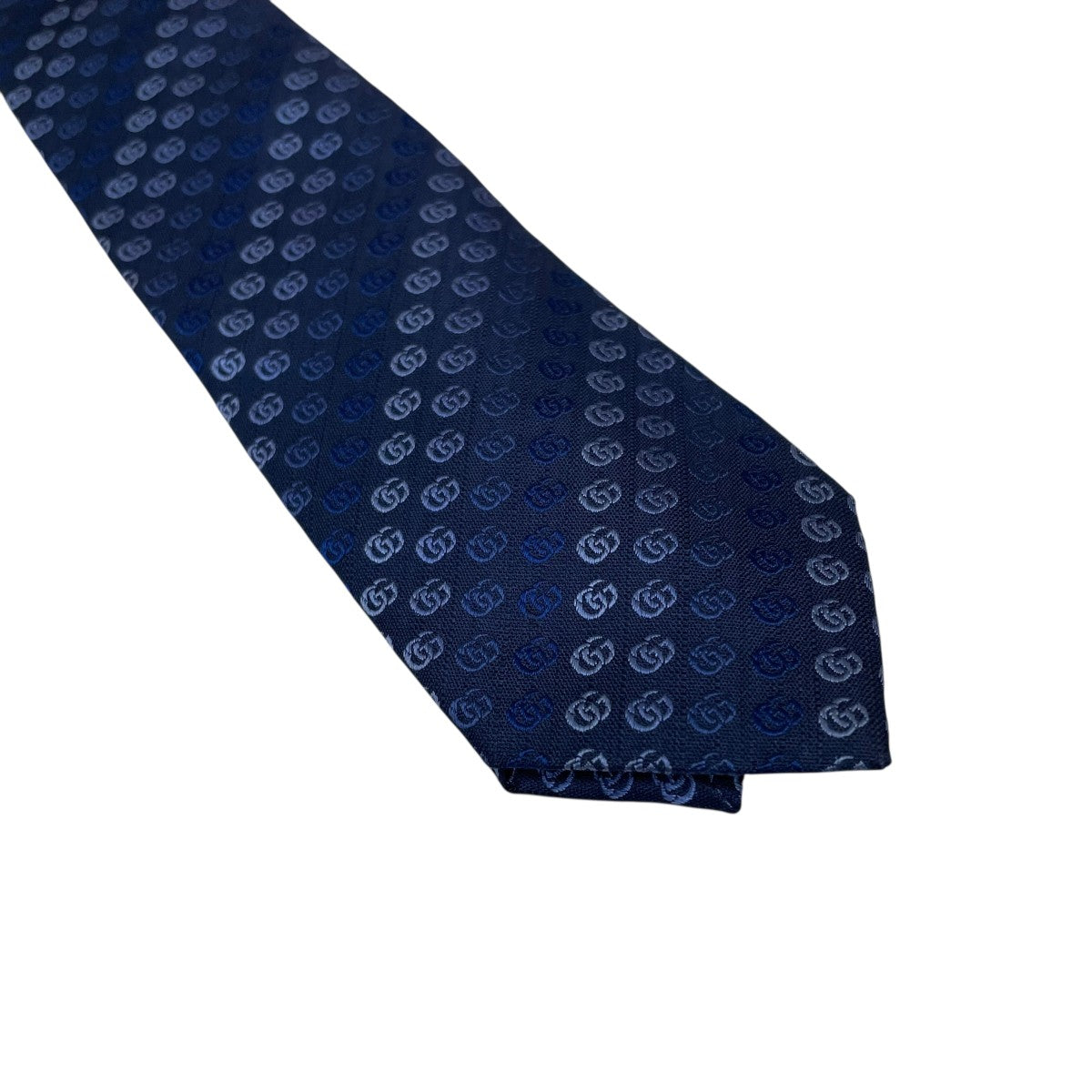未使用級　GUCCI　ネクタイ　無地　ソリッド　UFO　刺繍　あんしん鑑定　青 未使用級 GUCCI ネクタイ 無地 ソリッド UFO 刺繍 あんしん鑑定 青