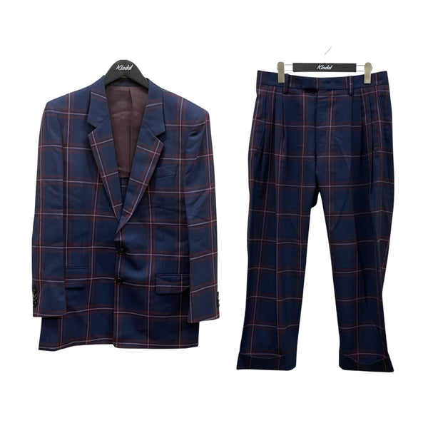 Paul Smith シルク混　チェック　上下　セットアップ　スーツ 極美品 Paul Smith レイヤードデザイン チェック柄 スーツセットアップ