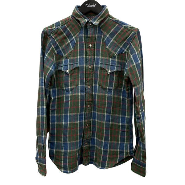 RRL(ダブルアールエル) ガラスボタン長袖チェックシャツ65978 65978