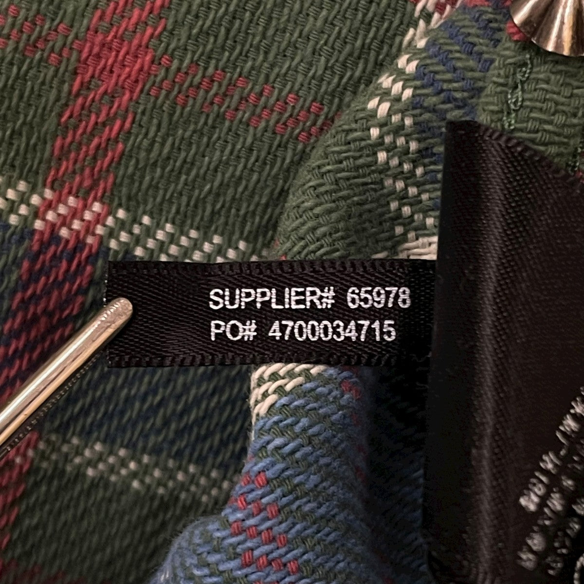 ガラスボタン長袖チェックシャツ65978