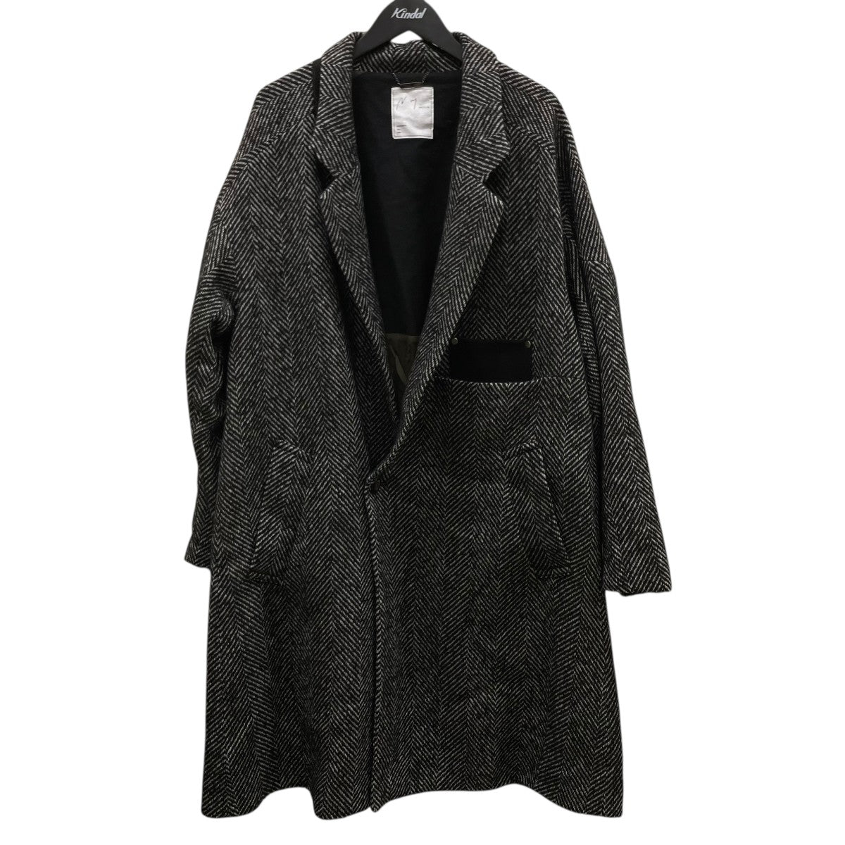 25AWSEMI-DOUBLE CHESTER COATヘリンボーン チェスターコートANC-JK55