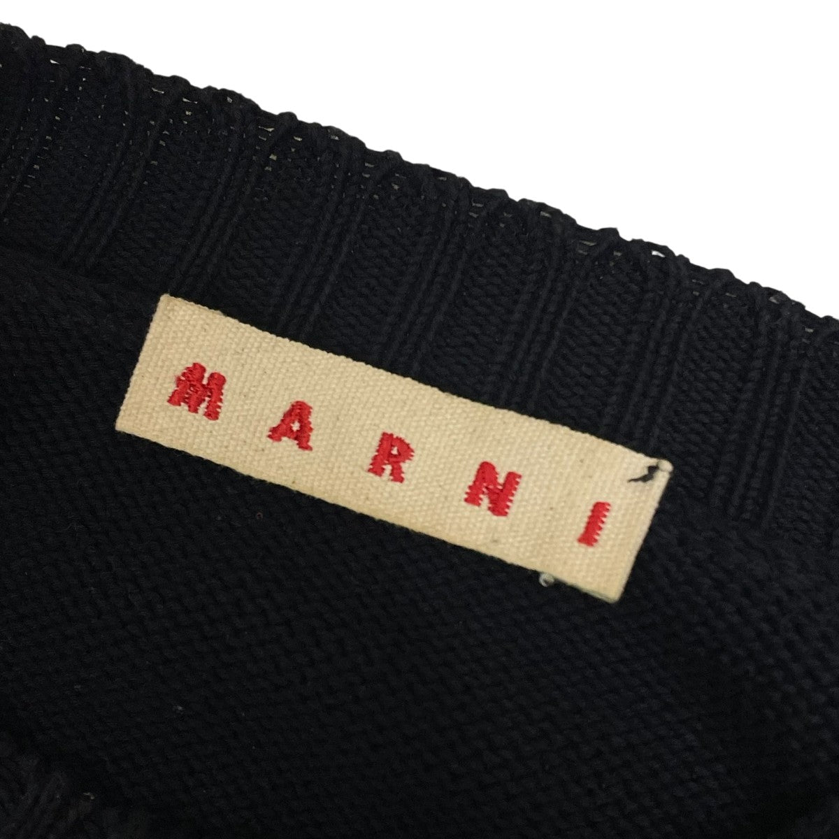 美品】現行 MARNI マルニ コットン クロップド ニット ダメージ加工 ロゴ MARNI - Marni コットンダメージロゴステッチニットの通販 by オカモト