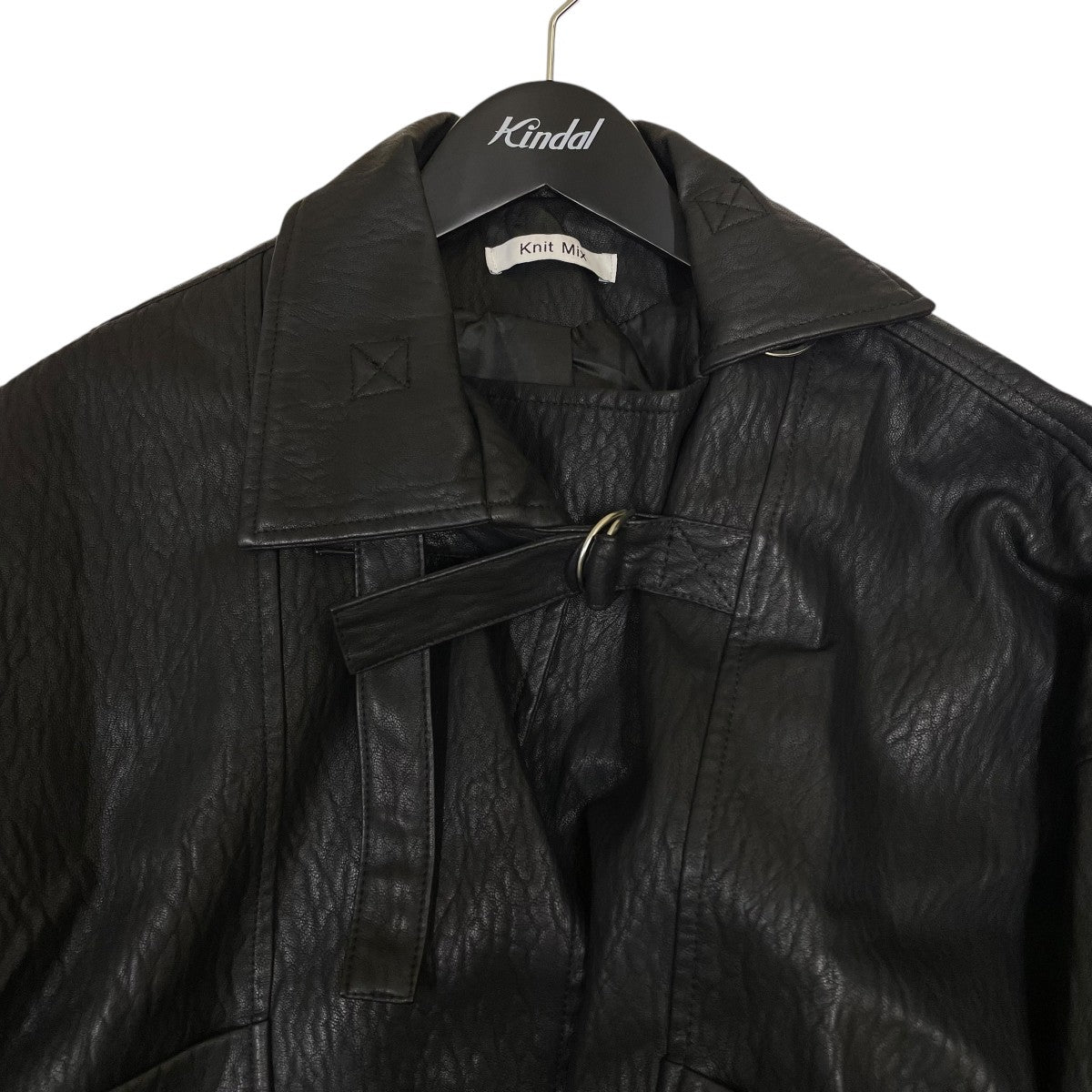 KNIT MIX 19AWオーバーサイズ ライダースレザージャケットKMC0241 古着・中古-3枚目のアイテム画像