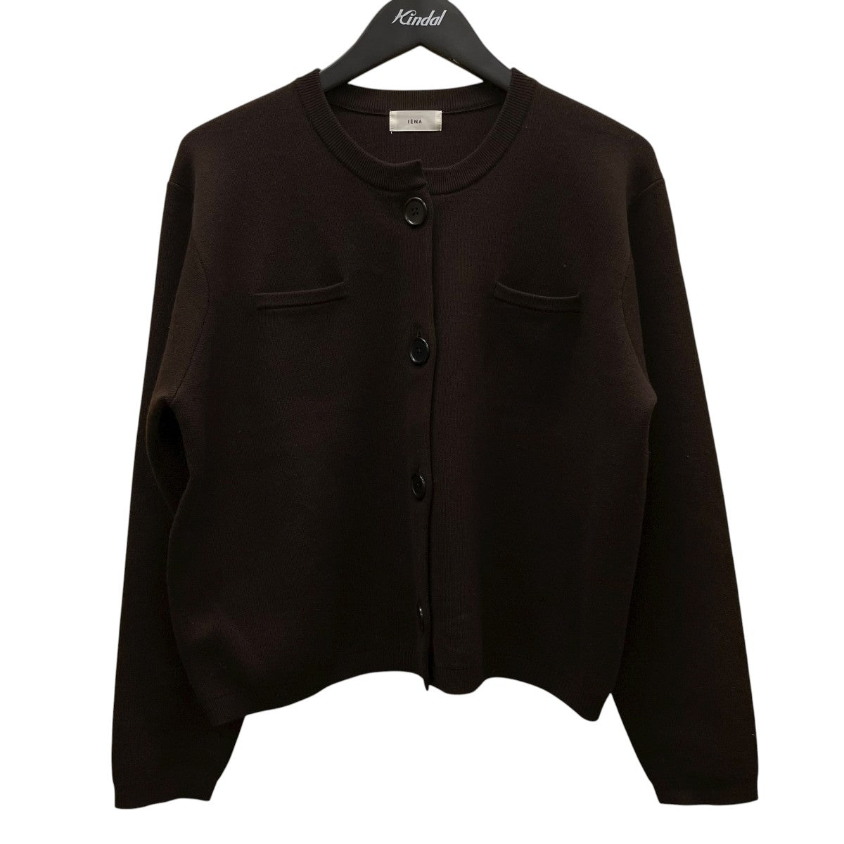 今期新作25AW・新品★IENA　スーパーファインスムースクルーカーディガン　黒 IENA(イエナ) 25AWスーパーファインスムースクルーカーディガン25 080
