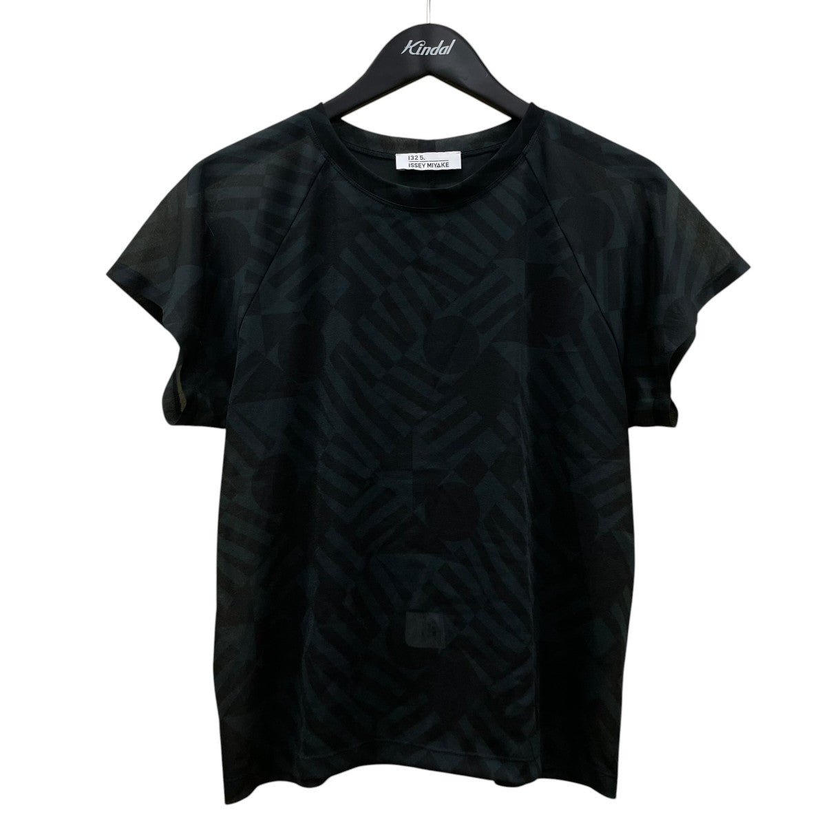 132 5． ISSEY MIYAKE 幾何学 総柄 シアー 半袖Tシャツ1L41JK721 古着・中古-1枚目のアイテム画像