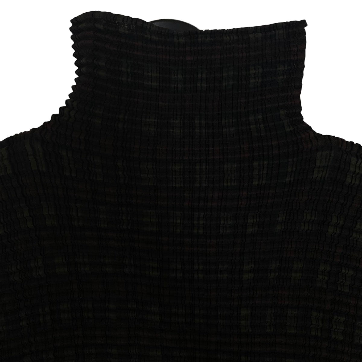 ISSEY MIYAKE ボトルネックチェック柄 プリーツ ハイネック 半袖トップスIM94FT905 古着・中古-3枚目のアイテム画像