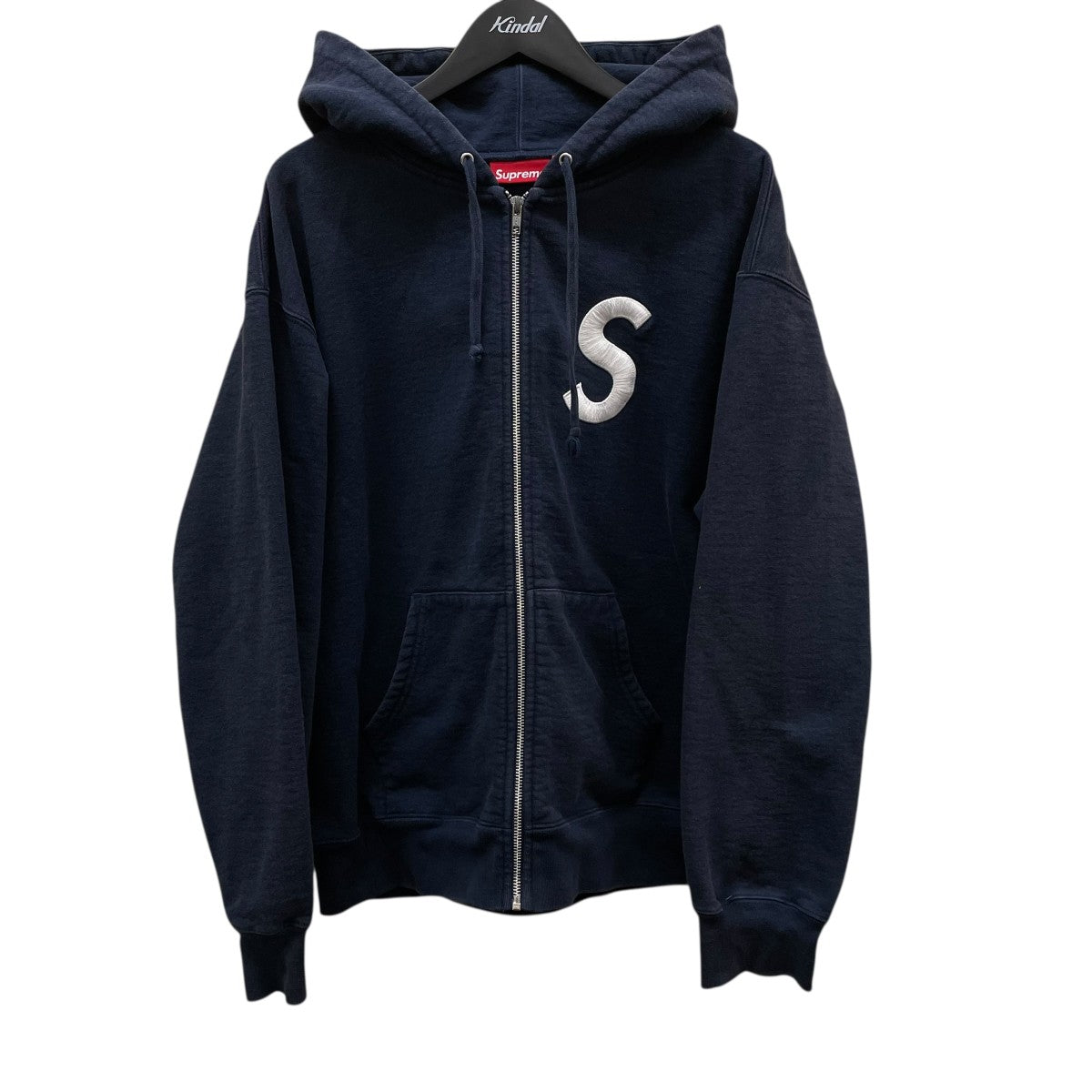 たさなSupreme スクリプト ジップアップパーカー ネイビー XL Supreme(シュプリーム) S Logo Zip Up Hoodieジップパーカー ネイビー