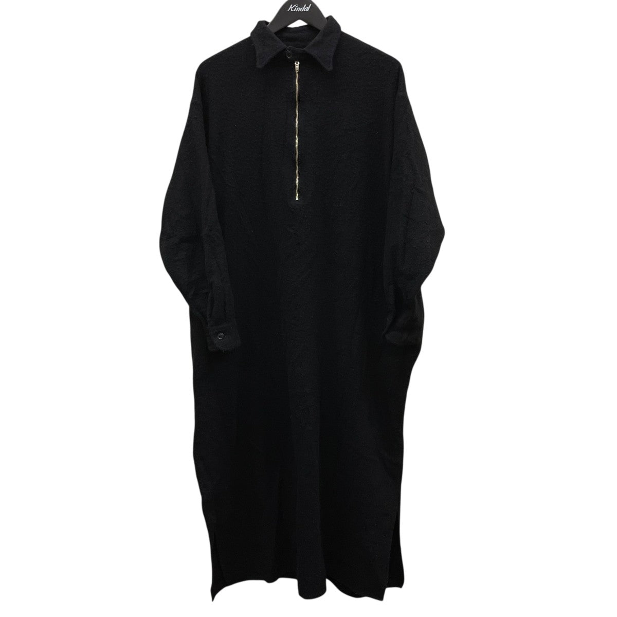 縮絨ウール ハーフジップ ワンピース長袖ワンピースY03-02011