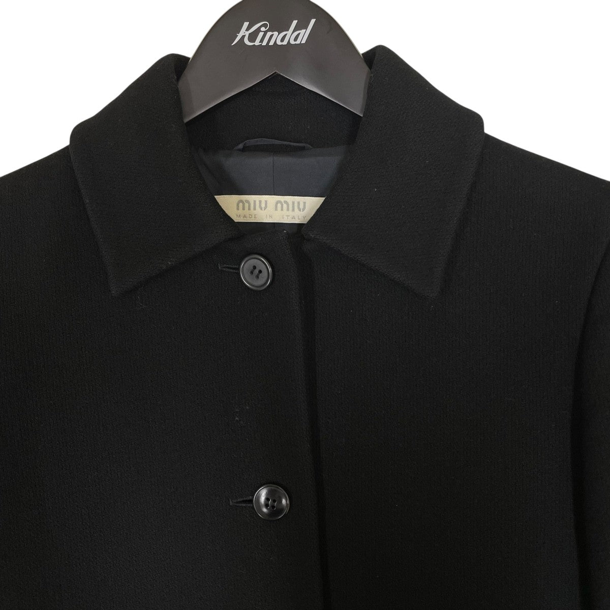 MIU MIU ミュウミュウ ステンカラーコート ジャケット ミドル丈 ブラック MIU MIU(ミュウミュウ) ステンカラーコート ブラック サイズ 40