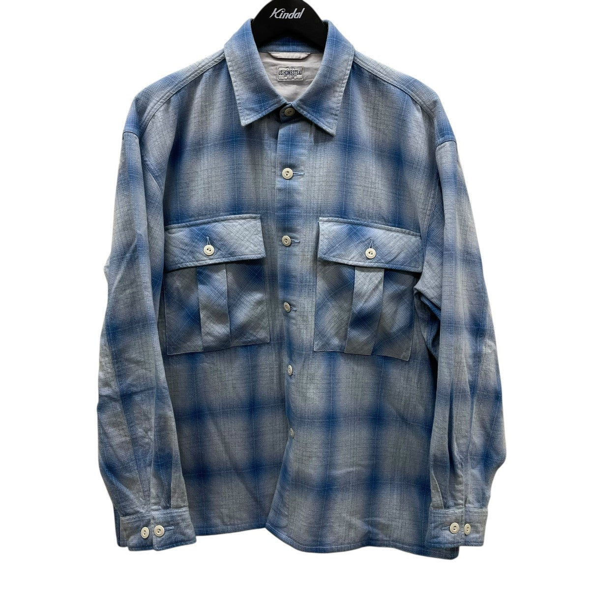 インディゴ チェック ミリタリー シャツ長袖シャツ25050470155030