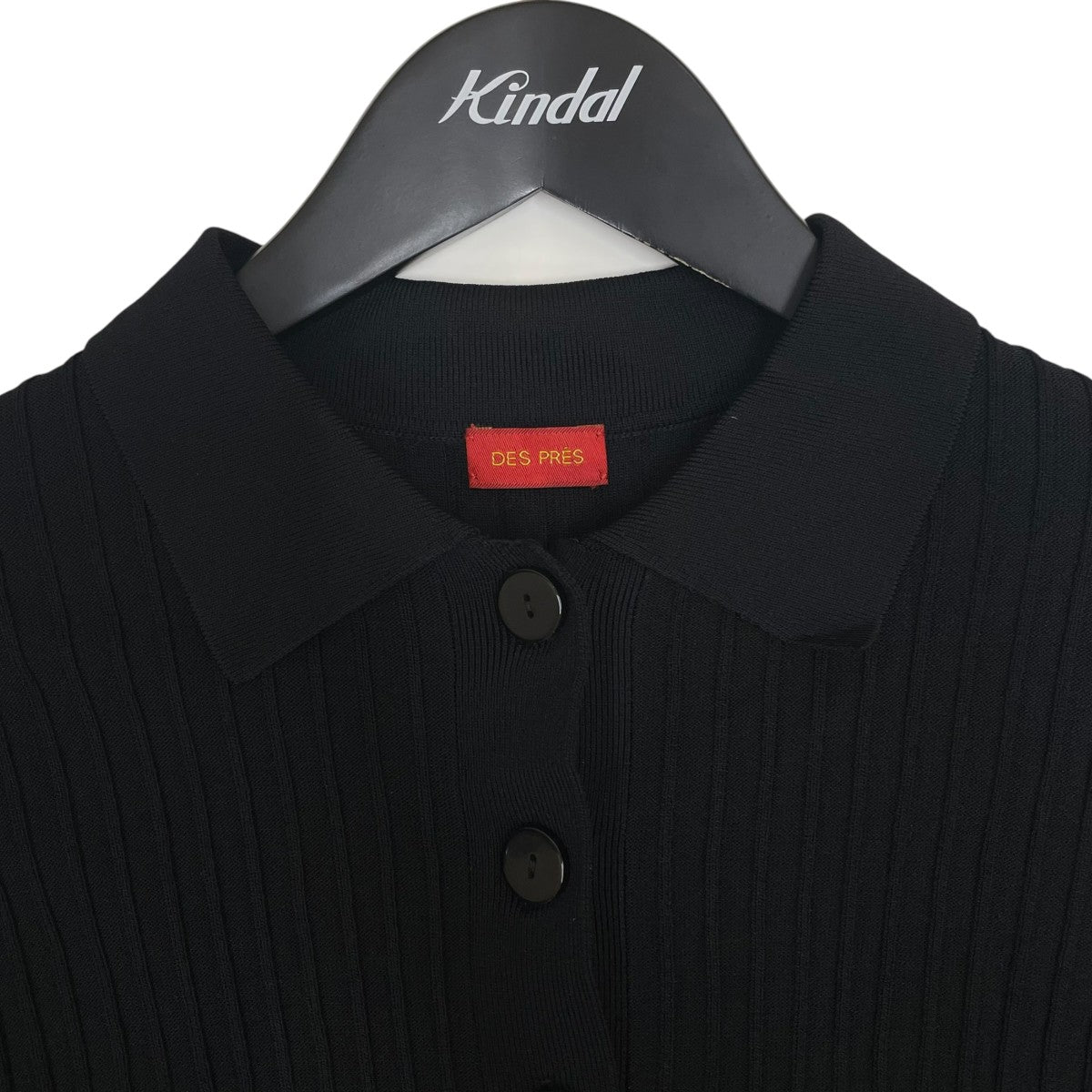 DES PRES 襟付きリブニットカーディガン ポロニット フロントボタン半袖ニット22-02-02-02304 古着・中古-3枚目のアイテム画像