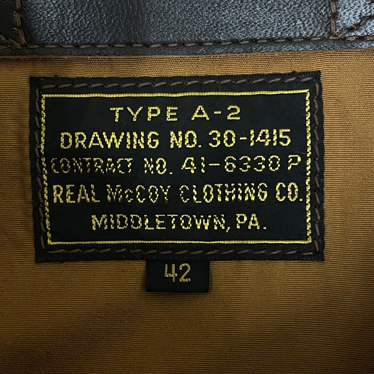 THE REAL McCOY’S フライトジャケット TYPE A-2レザージャケットMJ18101 古着・中古-6枚目のアイテム画像