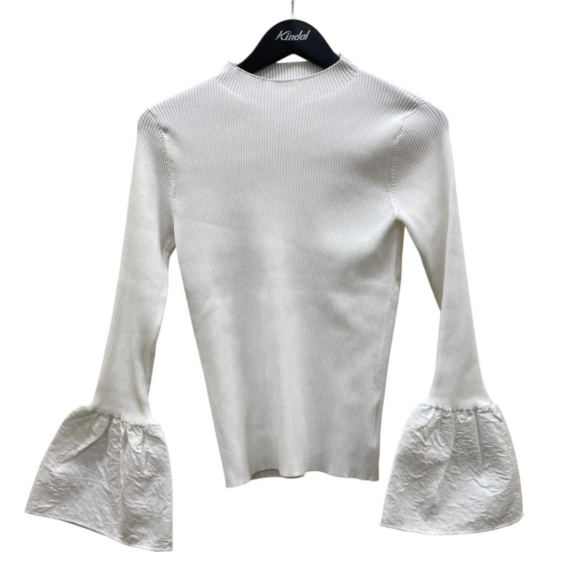 UNITED ARROWS 23AWジャカードコンビ フレアスリーブ ニット 長袖ニットロングスリーブカットソー1513 183 4706 古着・中古-1枚目のアイテム画像