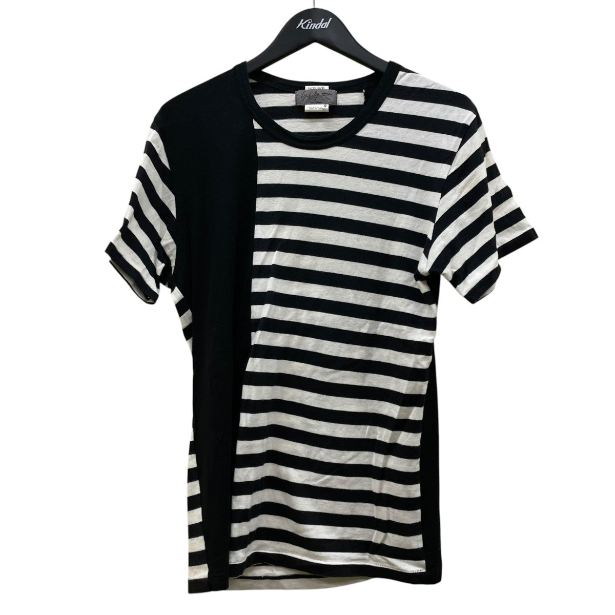 YOHJI YAMAMOTO 切替 アシンメトリー ボーダーTシャツ 半袖Tシャツ コットンTシャツHJ T65 859 古着・中古-1枚目のアイテム画像