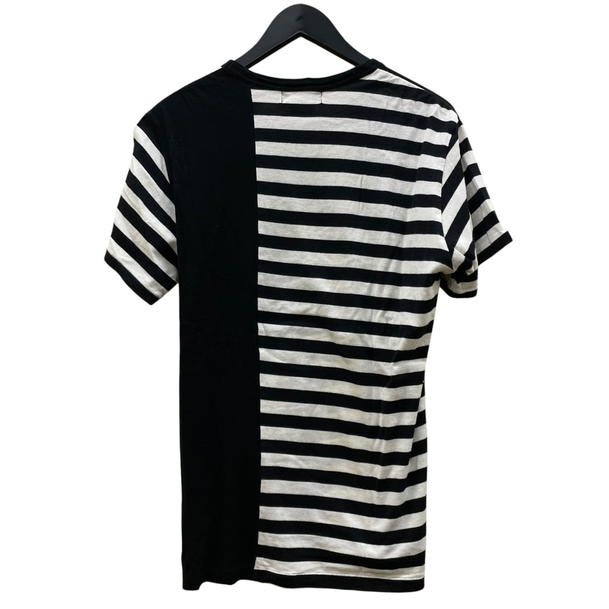 YOHJI YAMAMOTO 切替 アシンメトリー ボーダーTシャツ 半袖Tシャツ コットンTシャツHJ T65 859 古着・中古-2枚目のアイテム画像